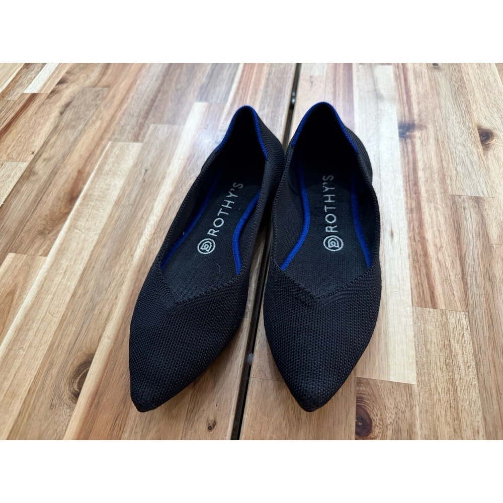 Rothy's The Point Black Knit Pointed Toe Slip On Flats Shoes Women's Size 8